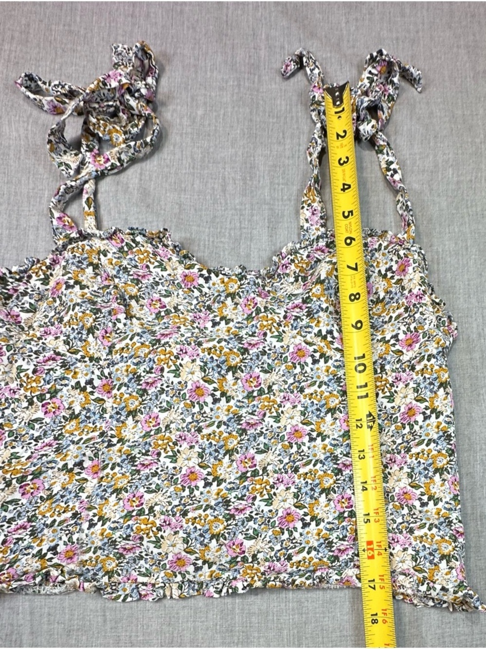 Astr Floral Tie-Strap Cami in White with Pink & Yellow Flowers - Picture 7 of 7